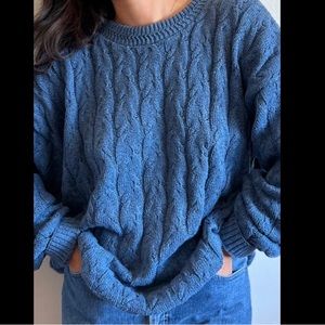 Vintage Hampton Bay Blue Cable Knit Sweater